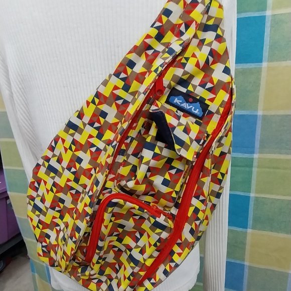 Kavu Bags 2742 Kavu Cross Body Sling Rope Bag In Red And Yellow